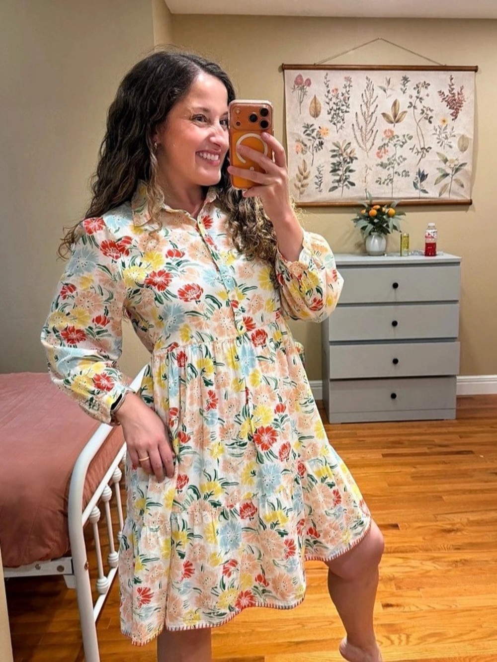 Tuckernuck RO’S GARDEN Floral Mini Dress in White & Red Size Medium Like New